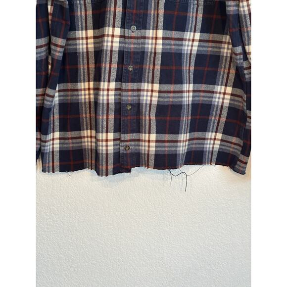 Carhartt Loose Fit Heavy Flannel Shirt XL Tall Raw Bottom Edge Distressed - Picture 5 of 16